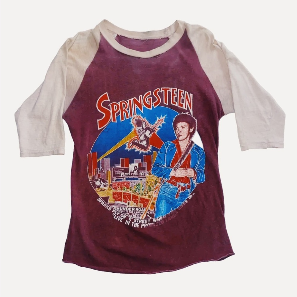 Original Vintage 1975 Bruce Springsteen Thunder Road Concert T-shirt | Size: XS